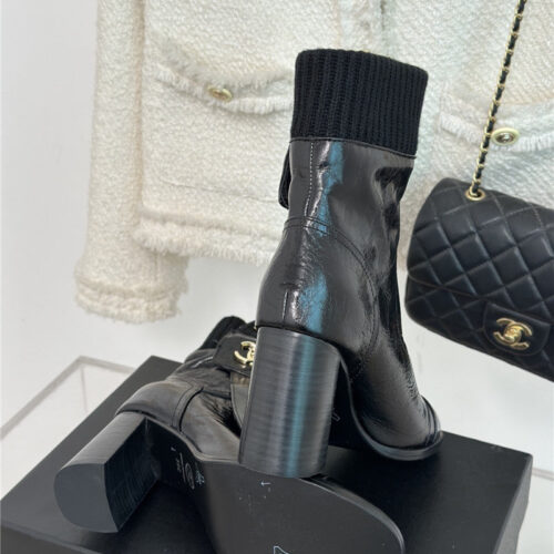 High Quality Luxury Chanel Bag Buckle Knitted Woolen Short Boots – Style 79974 product detail