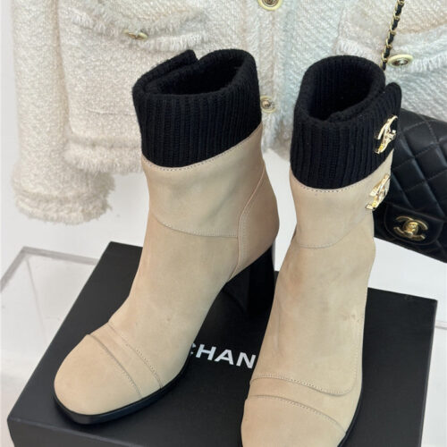 High Quality Luxury Chanel Bag Buckle Knitted Woolen Short Boots – Style 11046 alternate view
