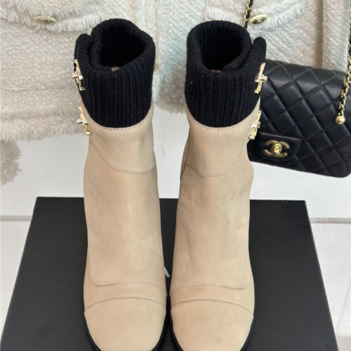 High Quality Luxury Chanel Bag Buckle Knitted Woolen Short Boots – Style 11046 product detail