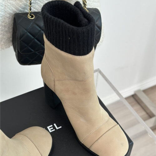 High Quality Luxury Chanel Bag Buckle Knitted Woolen Short Boots – Style 11046 product detail