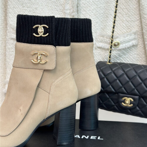 High Quality Luxury Chanel Bag Buckle Knitted Woolen Short Boots – Style 11046 product detail