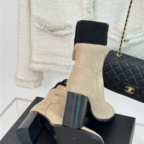 High Quality Luxury Chanel Bag Buckle Knitted Woolen Short Boots – Style 11046 product detail