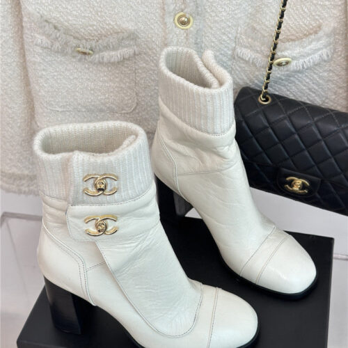 High Quality Luxury Chanel Bag Buckle Knitted Woolen Short Boots – Style 42118