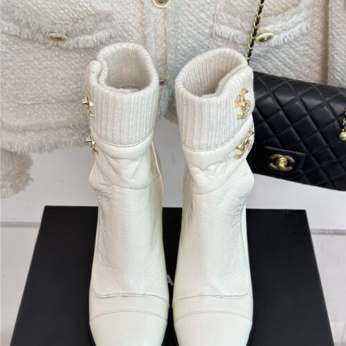 High Quality Luxury Chanel Bag Buckle Knitted Woolen Short Boots – Style 42118 product detail