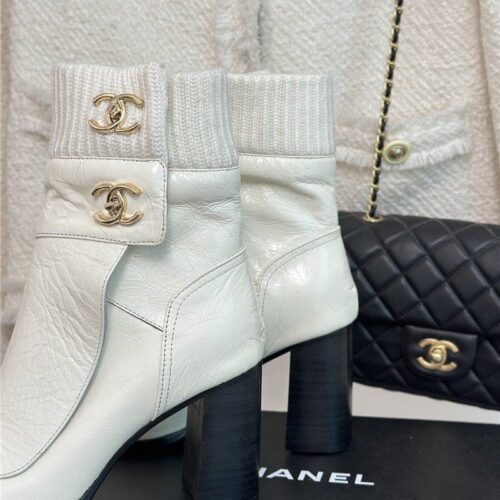 High Quality Luxury Chanel Bag Buckle Knitted Woolen Short Boots – Style 42118 product detail