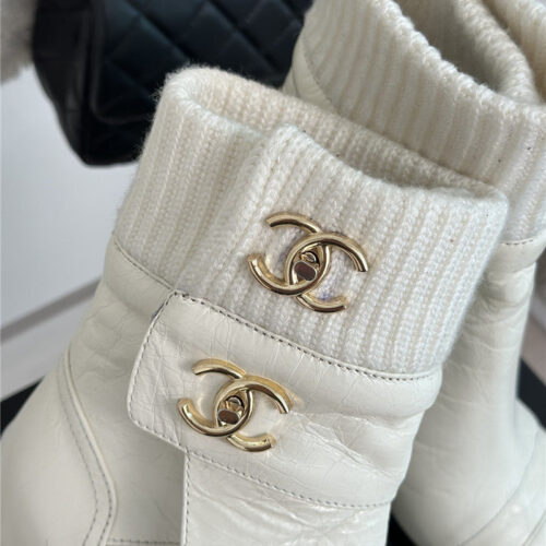 High Quality Luxury Chanel Bag Buckle Knitted Woolen Short Boots – Style 42118 product detail