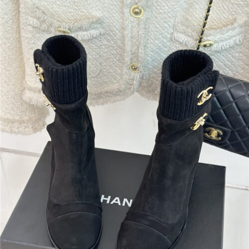 High Quality Luxury Chanel Bag Buckle Knitted Woolen Short Boots product detail