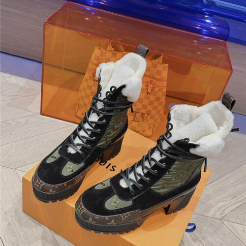 High Quality Luxury Louis Vuitton Classic High Heel Martin Boots
