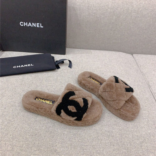 High Quality Luxury Chanel New Thick Sole Fur Slippers – Style 21062
