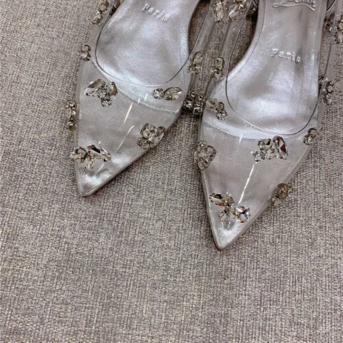 High Quality Luxury Christian Louboutin Crystal Clear Red Sole High Heels – Style 55956 product detail
