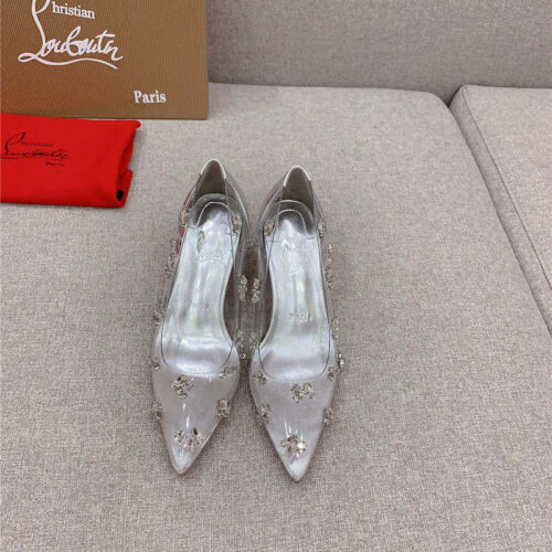 High Quality Luxury Christian Louboutin Crystal Clear Red Sole High Heels product detail