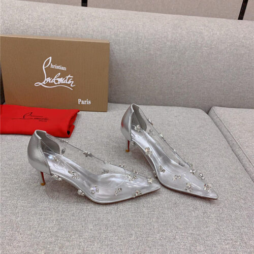 High Quality Luxury Christian Louboutin Crystal Clear Red Sole High Heels