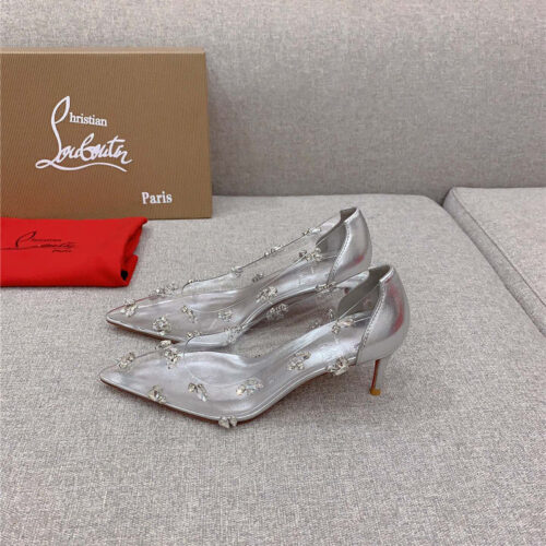 High Quality Luxury Christian Louboutin Crystal Clear Red Sole High Heels alternate view