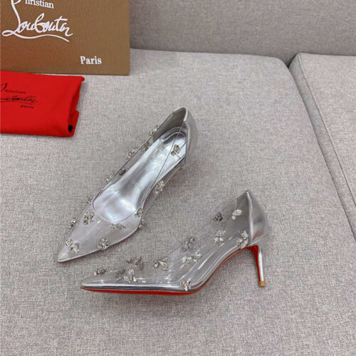 High Quality Luxury Christian Louboutin Crystal Clear Red Sole High Heels product detail