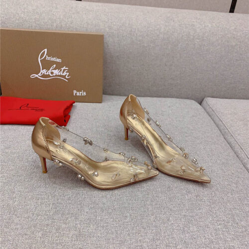 High Quality Luxury Christian Louboutin Crystal Clear Red Sole High Heels – Style 81940