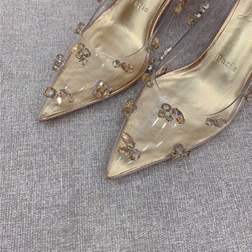 High Quality Luxury Christian Louboutin Crystal Clear Red Sole High Heels – Style 81940 product detail