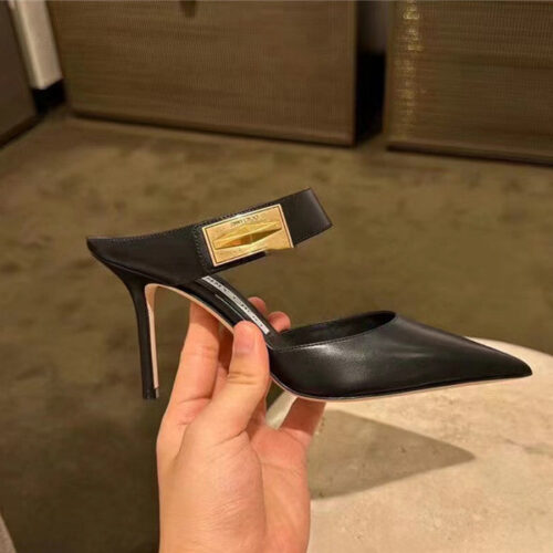 High Quality Luxury Jimmy Choo Metal Buckle Half Slippers For Women alternate view