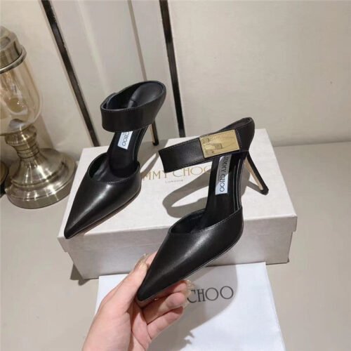 High Quality Luxury Jimmy Choo Metal Buckle Half Slippers For Women product detail