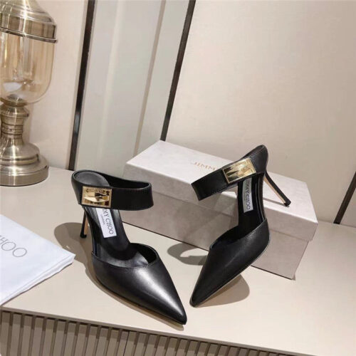High Quality Luxury Jimmy Choo Metal Buckle Half Slippers For Women product detail