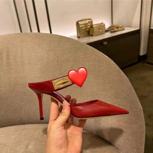 High Quality Luxury Jimmy Choo Metal Buckle Half Slippers For Women – Style 65239 product detail