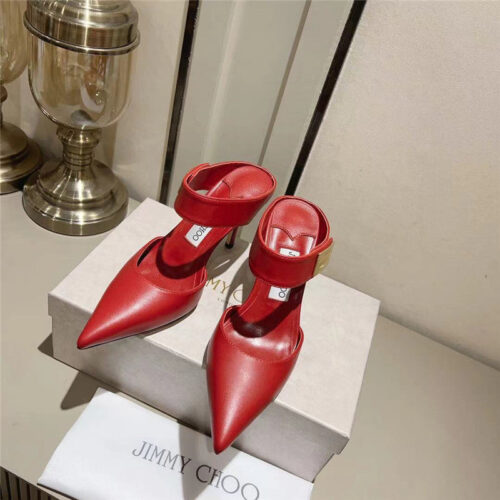 High Quality Luxury Jimmy Choo Metal Buckle Half Slippers For Women – Style 65239