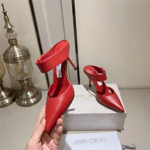 High Quality Luxury Jimmy Choo Metal Buckle Half Slippers For Women – Style 65239 product detail