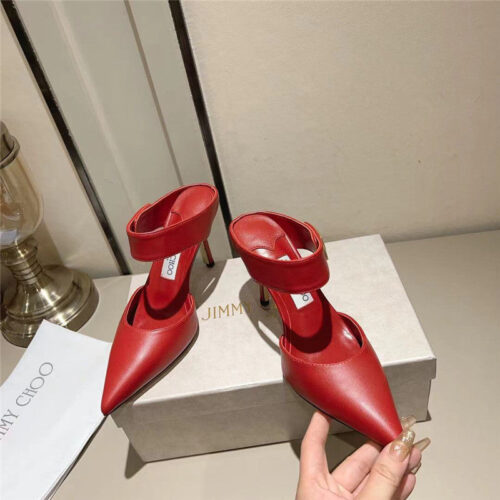 High Quality Luxury Jimmy Choo Metal Buckle Half Slippers For Women – Style 65239 product detail