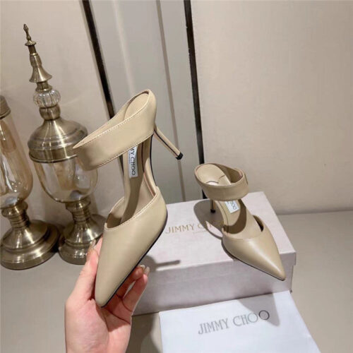 High Quality Luxury Jimmy Choo Metal Buckle Half Slippers For Women – Style 94615 product detail