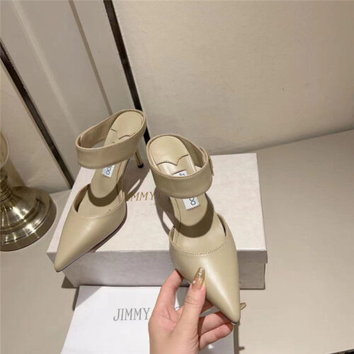 High Quality Luxury Jimmy Choo Metal Buckle Half Slippers For Women – Style 94615 product detail