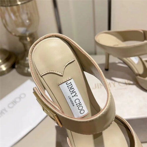 High Quality Luxury Jimmy Choo Metal Buckle Half Slippers For Women – Style 94615 product detail
