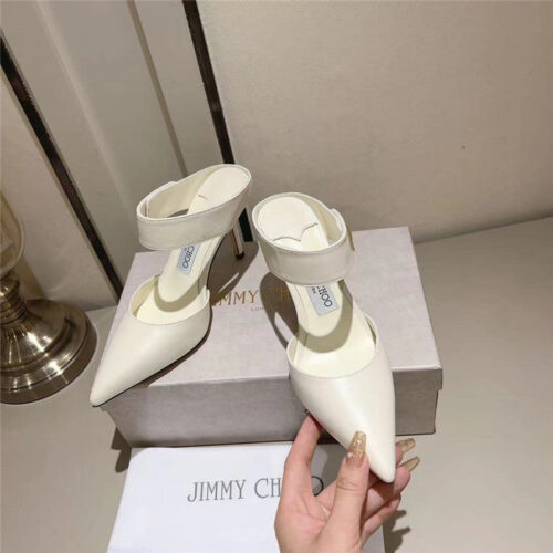 High Quality Luxury Jimmy Choo Metal Buckle Half Slippers For Women – Style 91223 product detail