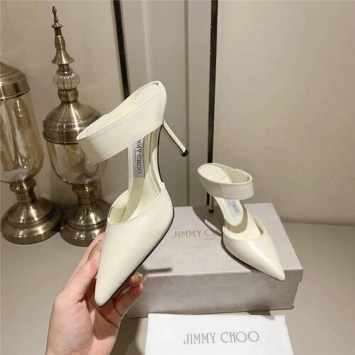 High Quality Luxury Jimmy Choo Metal Buckle Half Slippers For Women – Style 91223 product detail