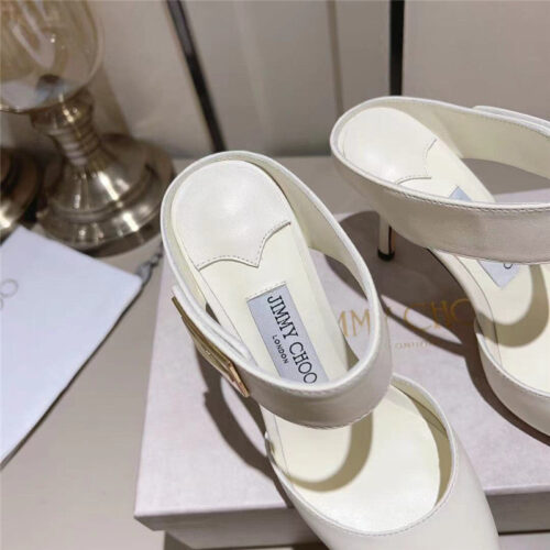 High Quality Luxury Jimmy Choo Metal Buckle Half Slippers For Women – Style 91223 product detail
