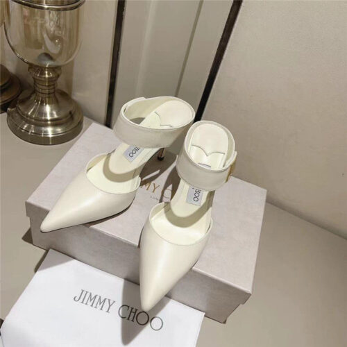 High Quality Luxury Jimmy Choo Metal Buckle Half Slippers For Women – Style 91223