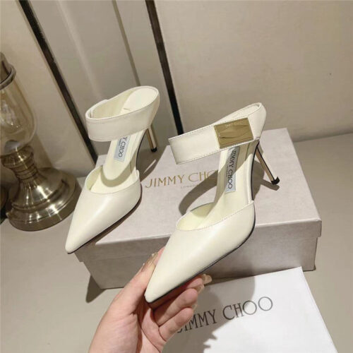 High Quality Luxury Jimmy Choo Metal Buckle Half Slippers For Women – Style 91223 product detail
