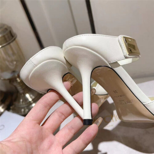 High Quality Luxury Jimmy Choo Metal Buckle Half Slippers For Women – Style 91223 product detail