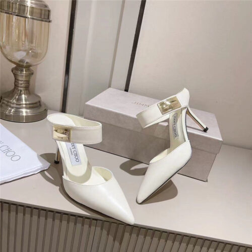 High Quality Luxury Jimmy Choo Metal Buckle Half Slippers For Women – Style 91223 product detail