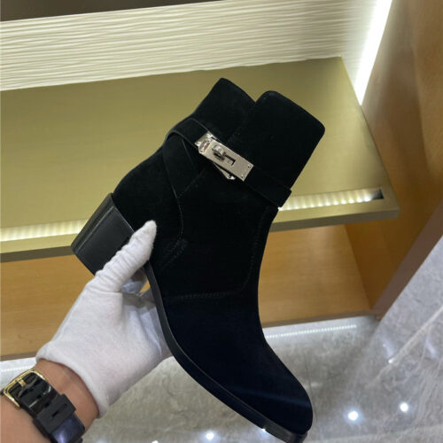 High Quality Luxury Hermes New Classic Kelly Buckle Short Boots – Style 90659 product detail