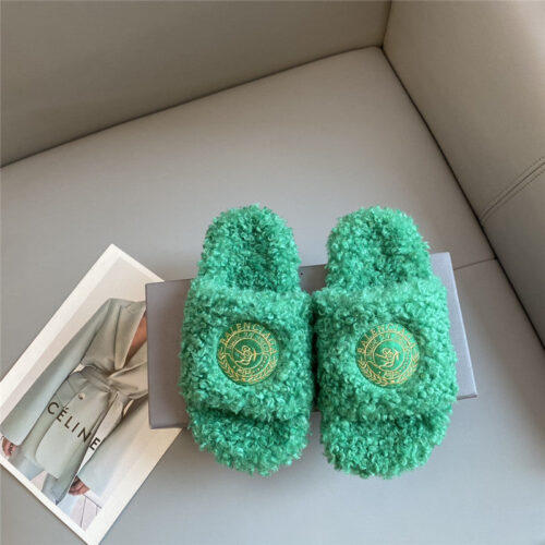 High Quality Luxury Balenciaga Autumn And Winter New Embroidered Fur Slippers – Style 71235