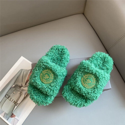 High Quality Luxury Balenciaga Autumn And Winter New Embroidered Fur Slippers – Style 71235 alternate view