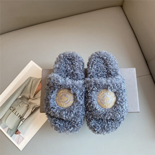 High Quality Luxury Balenciaga Autumn And Winter New Embroidered Fur Slippers – Style 36771 product detail