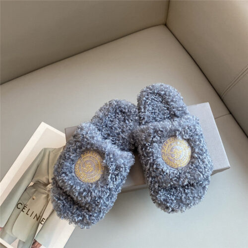 High Quality Luxury Balenciaga Autumn And Winter New Embroidered Fur Slippers – Style 36771 alternate view