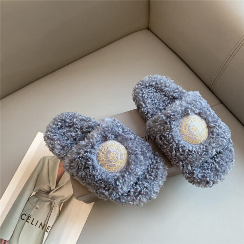 High Quality Luxury Balenciaga Autumn And Winter New Embroidered Fur Slippers – Style 36771