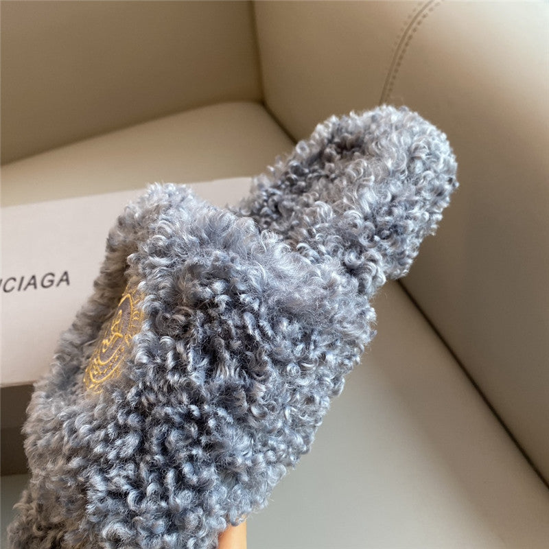 High Quality Luxury Balenciaga Autumn And Winter New Embroidered Fur Slippers – Style 36771 product detail