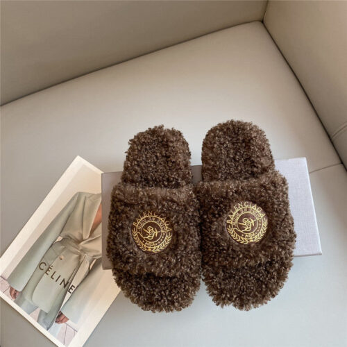 High Quality Luxury Balenciaga Autumn And Winter New Embroidered Fur Slippers – Style 02307 product detail