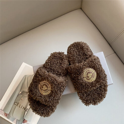 High Quality Luxury Balenciaga Autumn And Winter New Embroidered Fur Slippers – Style 02307 alternate view