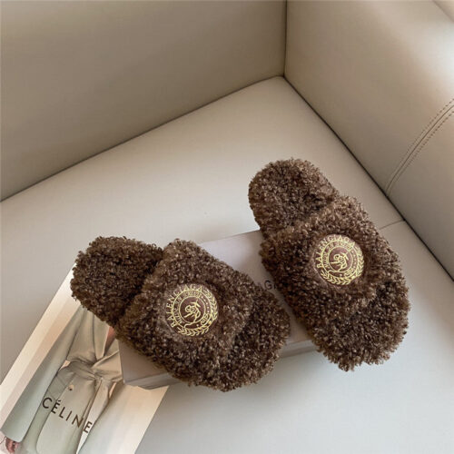 High Quality Luxury Balenciaga Autumn And Winter New Embroidered Fur Slippers – Style 02307