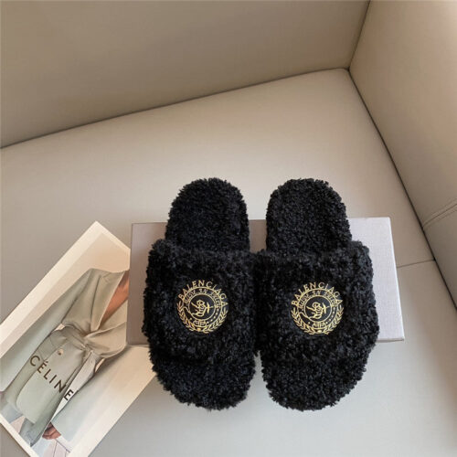 High Quality Luxury Balenciaga Autumn And Winter New Embroidered Fur Slippers – Style 00611 product detail