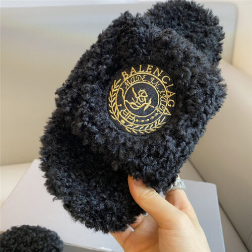 High Quality Luxury Balenciaga Autumn And Winter New Embroidered Fur Slippers – Style 00611 product detail