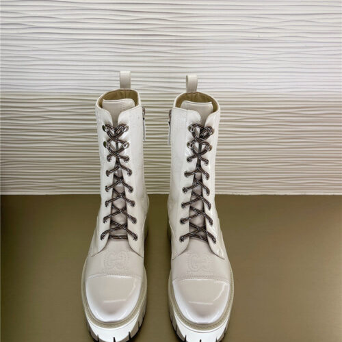 High Quality Luxury Gucci Double G Embroidered Logo Retro Motorcycle Boots product detail
